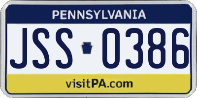 PA license plate JSS0386