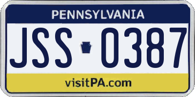 PA license plate JSS0387