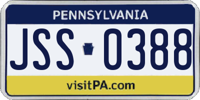 PA license plate JSS0388
