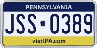 PA license plate JSS0389