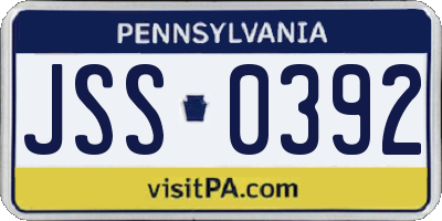 PA license plate JSS0392
