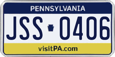 PA license plate JSS0406