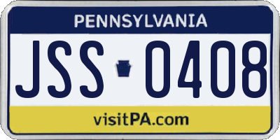 PA license plate JSS0408