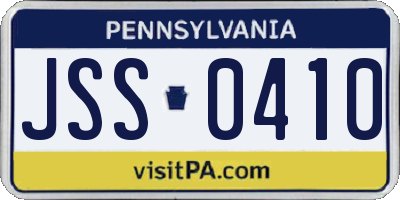 PA license plate JSS0410