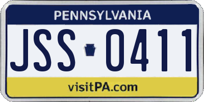 PA license plate JSS0411