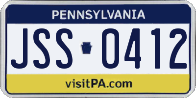 PA license plate JSS0412