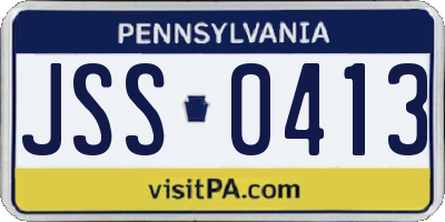 PA license plate JSS0413