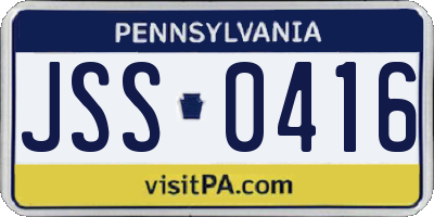 PA license plate JSS0416