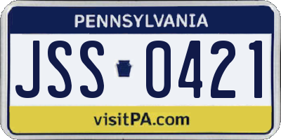 PA license plate JSS0421