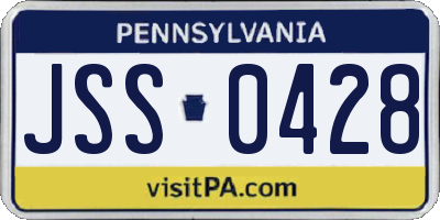 PA license plate JSS0428