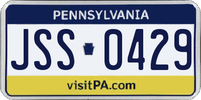 PA license plate JSS0429