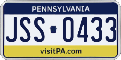 PA license plate JSS0433