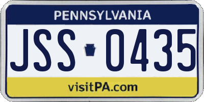 PA license plate JSS0435