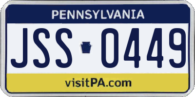 PA license plate JSS0449