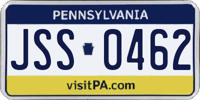 PA license plate JSS0462