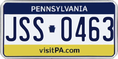 PA license plate JSS0463