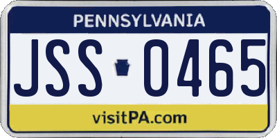 PA license plate JSS0465