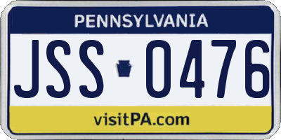 PA license plate JSS0476