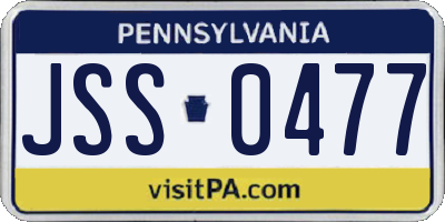 PA license plate JSS0477