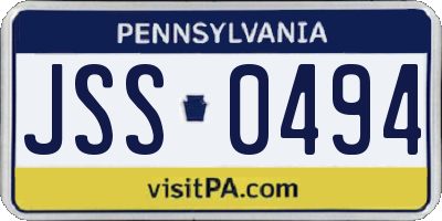 PA license plate JSS0494