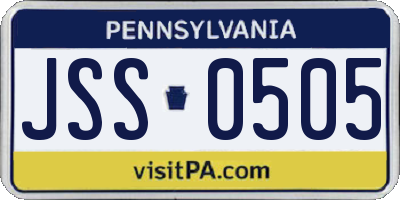 PA license plate JSS0505