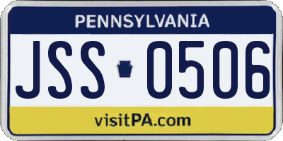 PA license plate JSS0506