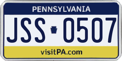 PA license plate JSS0507