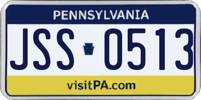 PA license plate JSS0513