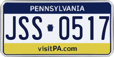 PA license plate JSS0517
