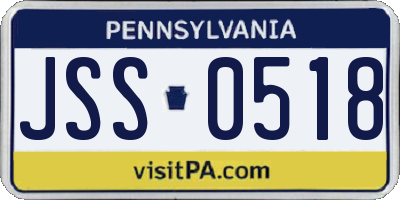 PA license plate JSS0518