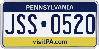 PA license plate JSS0520