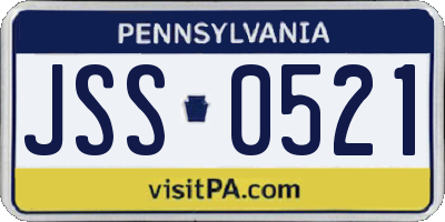 PA license plate JSS0521