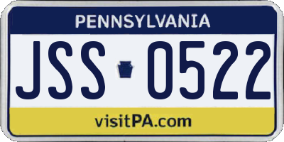 PA license plate JSS0522