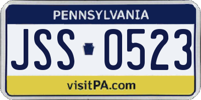 PA license plate JSS0523