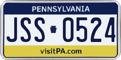 PA license plate JSS0524