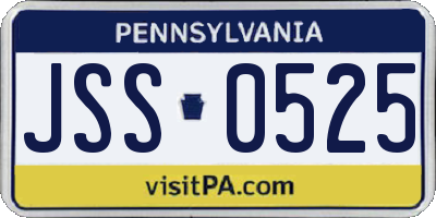 PA license plate JSS0525