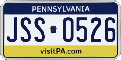 PA license plate JSS0526