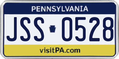 PA license plate JSS0528