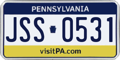 PA license plate JSS0531