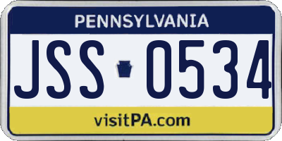 PA license plate JSS0534