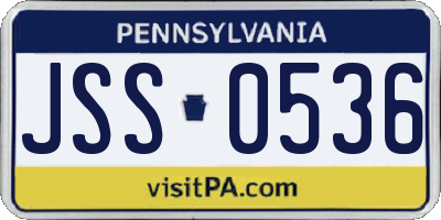 PA license plate JSS0536