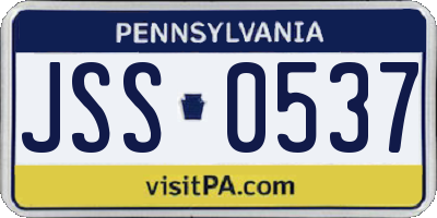 PA license plate JSS0537