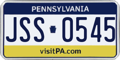 PA license plate JSS0545