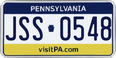 PA license plate JSS0548