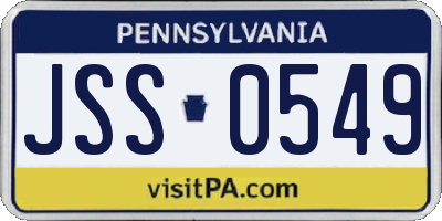 PA license plate JSS0549