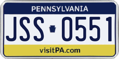 PA license plate JSS0551