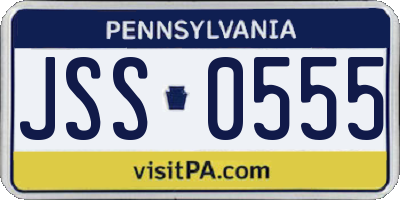 PA license plate JSS0555