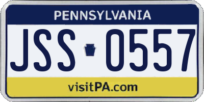 PA license plate JSS0557