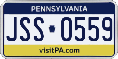 PA license plate JSS0559