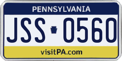PA license plate JSS0560